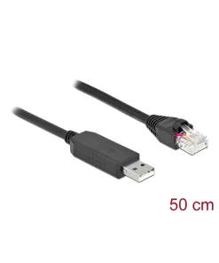 כבל קונסול לסיסקו שחור USB-A זכר לתקע RJ45 RS-232 צ'יפ FTDI FT231XS ז/ז DELOCK | 64159