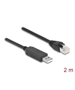 כבל קונסול לסיסקו שחור USB-A זכר לתקע RJ45 RS-232 צ'יפ FTDI FT231XS ז/ז DELOCK | 64161