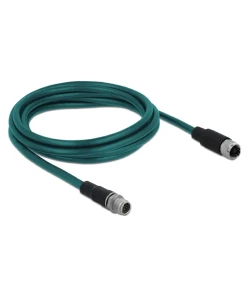 כבל רשת מאריך תעשייתי M12 Cat.6A PUR (TPU) תקע 8pin D-coded לשקע 8pin D-coded ז/נ DELOCK | 85422