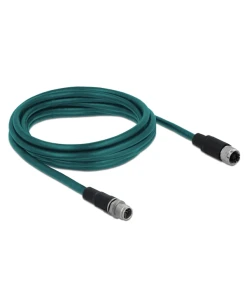 כבל רשת מאריך תעשייתי M12 Cat.6A PUR (TPU) תקע 8pin D-coded לשקע 8pin D-coded ז/נ DELOCK | 85423