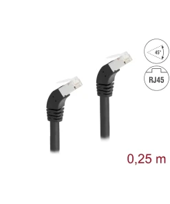 כבל רשת מסוכך Cat.6A זווית 45° DOWN בשני הצדדים DELOCK | 80273