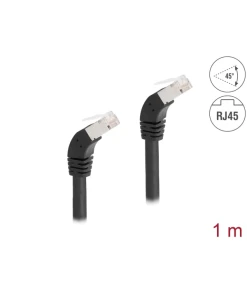 כבל רשת מסוכך Cat.6A זווית 45° DOWN בשני הצדדים DELOCK | 80275