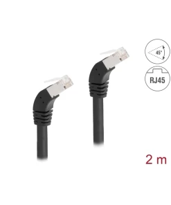 כבל רשת מסוכך Cat.6A זווית 45° DOWN בשני הצדדים DELOCK | 80276