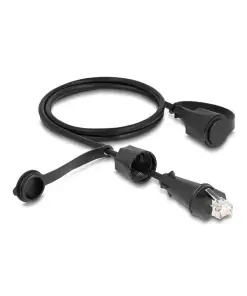 כבל רשת מסוכך RJ45 Cat.6 להתקנה בקדח עגול עם מכסה אטום נגד מים IP68 ז/ז DELOCK 80166
