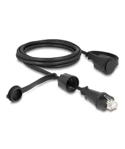 כבל רשת מסוכך RJ45 Cat.6 להתקנה בקדח עגול עם מכסה אטום נגד מים IP68 ז/ז DELOCK | 80167