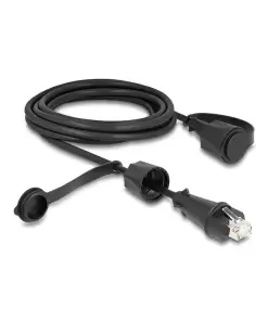 כבל רשת מסוכך RJ45 Cat.6 להתקנה בקדח עגול עם מכסה אטום נגד מים IP68 ז/ז DELOCK | 80168