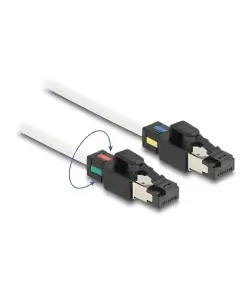 כבל רשת מסוכך RJ45 Cat.6A עם קליפס צבעוני מסתובב ז/ז DELOCK | 80171