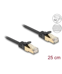 כבל רשת שטוח Cat.6A עם ציפוי בד PVC להגנה צבע שחור ז/ז DELOCK | 80323