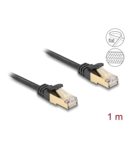 כבל רשת שטוח Cat.6A עם ציפוי בד PVC להגנה צבע שחור ז/ז DELOCK | 80325