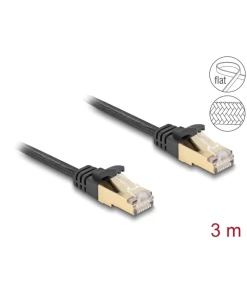 כבל רשת שטוח Cat.6A עם ציפוי בד PVC להגנה צבע שחור ז/ז DELOCK | 80327