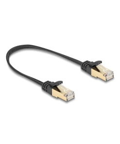 כבל רשת שטוח Cat.6A עם ציפוי בד PVC להגנה צבע שחור ז/ז DELOCK | 80327