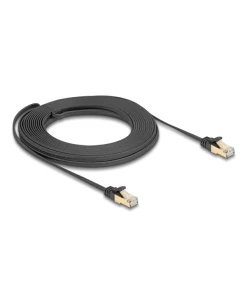 כבל רשת שטוח Cat.6A עם ציפוי בד PVC להגנה צבע שחור ז/ז DELOCK | 80329