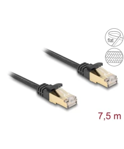 כבל רשת שטוח Cat.6A עם ציפוי בד PVC להגנה צבע שחור ז/ז DELOCK | 80329