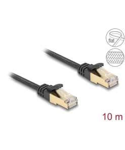 כבל רשת שטוח Cat.6A עם ציפוי בד PVC להגנה צבע שחור ז/ז DELOCK | 80330