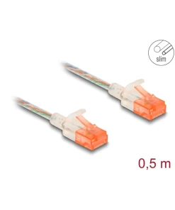 כבל רשת שקוף Cat.6A Slim דק במיוחד 3.5 מ"מ ז/ז DELOCK | 80352