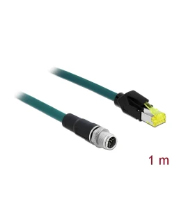 כבל רשת תעשייתי M12 Cat.6A PUR (TPU) תקע 8pin X-coded לתקע RJ45 Hirose ז/ז DELOCK | 85429