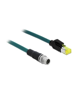 כבל רשת תעשייתי M12 Cat.6A PUR (TPU) תקע 8pin X-coded לתקע RJ45 Hirose ז/ז DELOCK | 85429