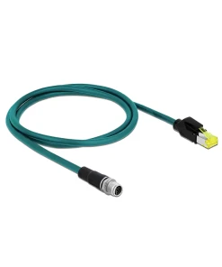 כבל רשת תעשייתי M12 Cat.6A PUR (TPU) תקע 8pin X-coded לתקע RJ45 Hirose ז/ז DELOCK | 85429