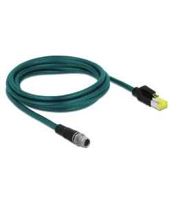 כבל רשת תעשייתי M12 Cat.6A PUR (TPU) תקע 8pin X-coded לתקע RJ45 Hirose ז/ז DELOCK | 85430