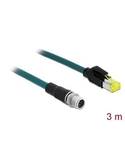 כבל רשת תעשייתי M12 Cat.6A PUR (TPU) תקע 8pin X-coded לתקע RJ45 Hirose ז/ז DELOCK | 85431