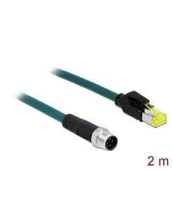 כבל רשת תעשייתי M12 Cat.6A PUR (TPU) תקע 8pin X-coded לתקע RJ45 Hirose ז/ז DELOCK | 85442