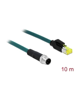 כבל רשת תעשייתי M12 Cat.6A PUR (TPU) תקע 8pin X-coded לתקע RJ45 Hirose ז/ז DELOCK | 87843