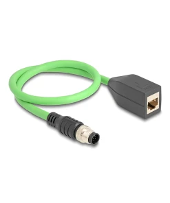 כבל רשת תעשייתי M12 PUR (TPU) תקע A-coded 8 pin לשקע RJ45 ז/נ DELOCK | 60570