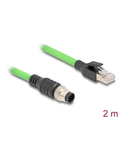 כבל רשת תעשייתי M12 PUR (TPU) תקע A-coded 8 pin לתקע RJ45 ז/נ DELOCK | 80422