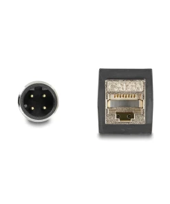 כבל רשת תעשייתי M12 PUR (TPU) תקע D-coded 4 pin לשקע RJ45 ז/נ DELOCK | 60571