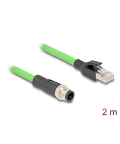 כבל רשת תעשייתי M12 PUR (TPU) תקע D-coded 4 pin לתקע RJ45 ז/נ DELOCK 80427