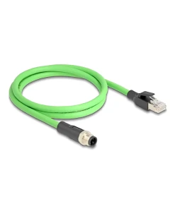 כבל רשת תעשייתי M12 PUR (TPU) תקע D-coded 4 pin לתקע RJ45 ז/נ DELOCK | 80429