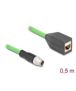 כבל רשת תעשייתי M12 PUR (TPU) תקע X-coded 8 pin לשקע RJ45 ז/נ DELOCK | 60572