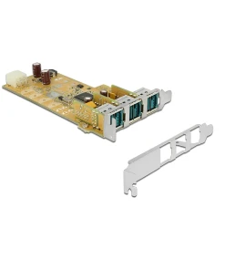 כרטיס PCIe x1 PoweredUSB Low profile עם 3 יציאות 12 וולט צ'יפ Pericom נ/נ DELOCK | 89656