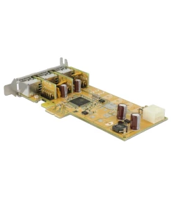 כרטיס PCIe x1 PoweredUSB Low profile עם 3 יציאות 12 וולט צ'יפ Pericom נ/נ DELOCK | 89656