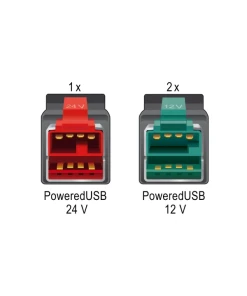 כרטיס PCIe x1 PoweredUSB Low profile עם יציאת 24 וולט + 2 יציאות 12 וולט צ'יפ Pericom נ/נ DELOCK | 89655