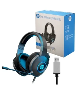 אוזניות כולל מיקרופון נשלף HP עם תאורת RGB חיבור USB\AUX כחול-שחור HP | 8008U