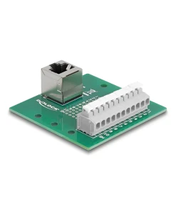 טרמינל בלוק DIN rail בחיבור לחיצה לשקע RJ50 בזווית 90° ללא צורך בהלחמה DELOCK 67013