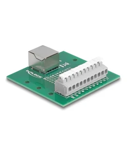 טרמינל בלוק DIN rail בחיבור לחיצה לשקע RJ50 כולל ברגים DELOCK | 67012