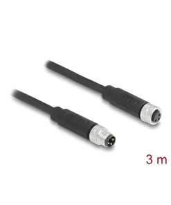 כבל רשת מאריך תעשייתי M8 PUR (TPU) תקע 3pin A-coded לשקע 3pin A-coded ז/ז DELOCK | 80140