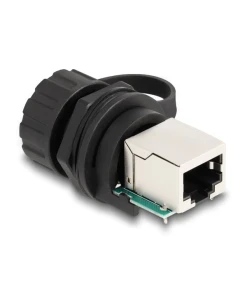 מופה RJ50 נ/נ עם מכסה מגן מפני אבק ומים IP68 להתקנה בקדח עגול 21 מ