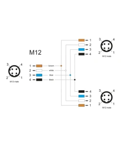 מפצל M12 T-Splitter IP67 תקע A-coded 4pin ל- 2 תקעים 4pin נ/נ DELOCK | 60578