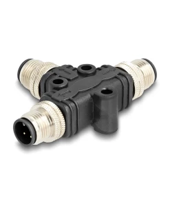 מפצל M12 T-Splitter IP67 תקע A-coded 4pin ל- 2 תקעים 4pin נ/נ DELOCK | 60578