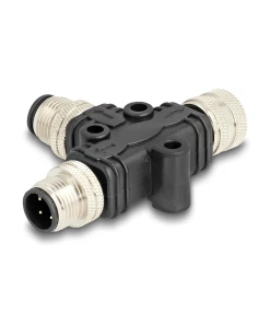מפצל M12 T-Splitter IP67 תקע A-coded 4pin לשקע 4pin + תקע 4pin נ/נ DELOCK | 60580