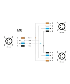 מפצל M8 T-Splitter IP67 תקע A-coded 4pin ל- 2 תקעים 4pin נ/נ DELOCK | 60574