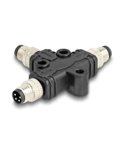 מפצל M8 T-Splitter IP67 תקע A-coded 4pin ל- 2 תקעים 4pin נ/נ DELOCK | 60574