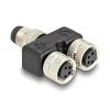 מפצל M8 Y-Splitter IP67 תקע A-coded 4pin ל- 2 שקעים 4pin נ/נ DELOCK | 60577