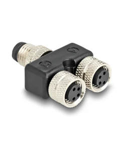 מפצל M8 Y-Splitter IP67 תקע A-coded 4pin ל- 2 שקעים 4pin נ/נ DELOCK | 60577