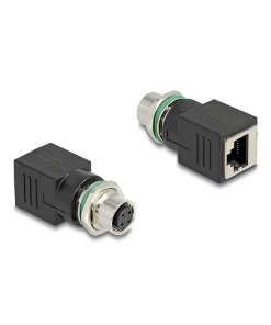 מתאם M12 Cat.5e PROFINET שקע M12 D-coded 4 pin לשקע RJ45 נקבה DELOCK | 60060