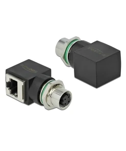 מתאם M12 Cat.5e PROFINET תקע M12 4 pin D-coded לשקע RJ45 בזווית 90° זנ DELOCK 66312