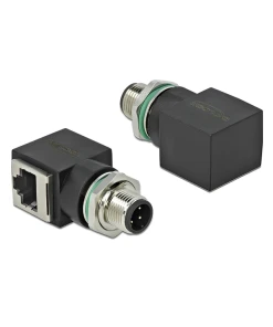 מתאם M12 Cat.5e PROFINET תקע M12 4 pin D-coded לשקע RJ45 בזווית 90° ז/נ DELOCK | 66313